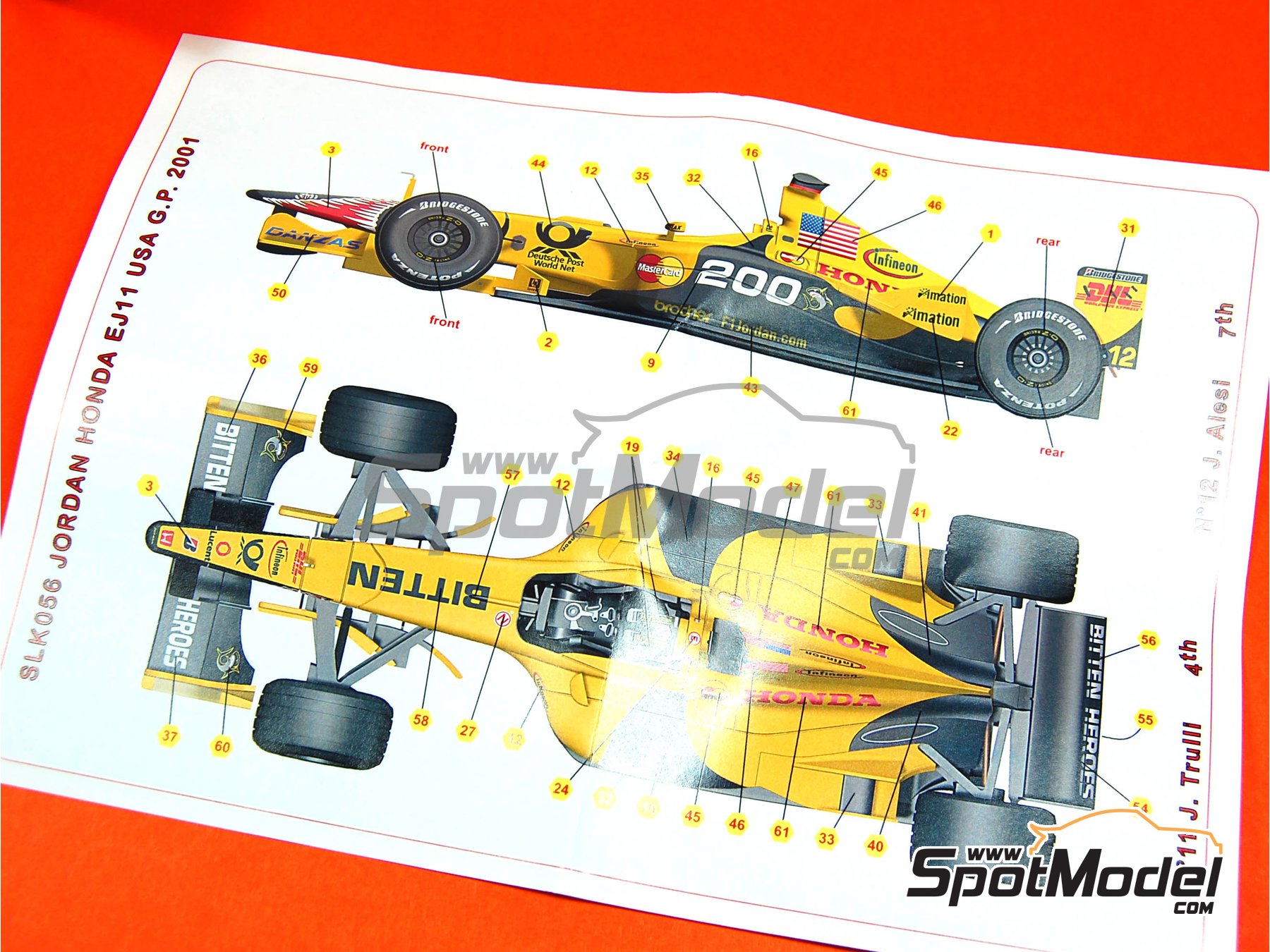 Jordan EJ11 - USA - United States of America Formula 1 Grand Prix 2001. Car  scale model kit in 1/43 scale manufactured by Tameo Kits (ref. SLK056)